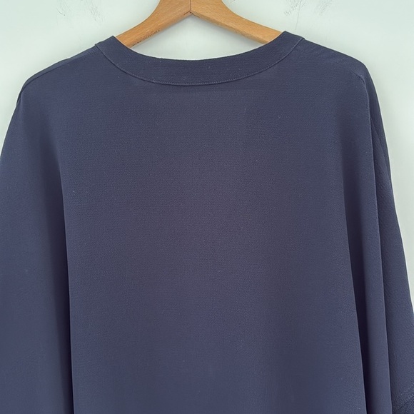 Iris Setlakwe Navy Blue V-Neck Dolaman Sleeve Oversized Tunic Top Women - Picture 5 of 8